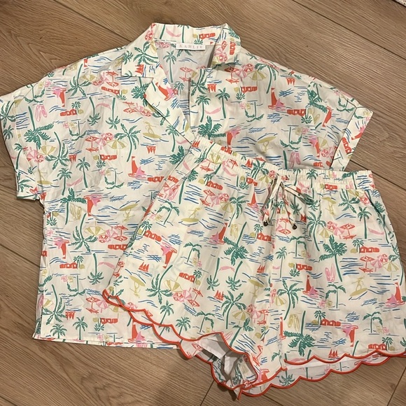 LIKE-NEW Karlie FULL SET Seashore Tropical Scallop Shorts + Shirt Set - Picture 7 of 10